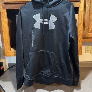 Under Armour Black Hoodie with White Logo size large